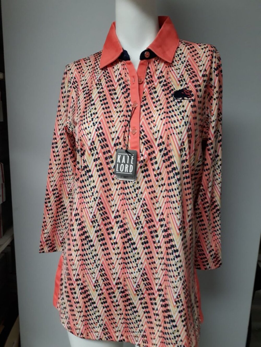 Kate Lord Women's Golf Shirt White Orange Size M NEW WITH TAGS!